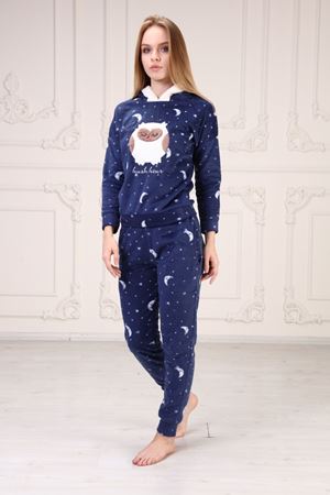 Kapşonlu Baskılı Polar Pijama Takım
