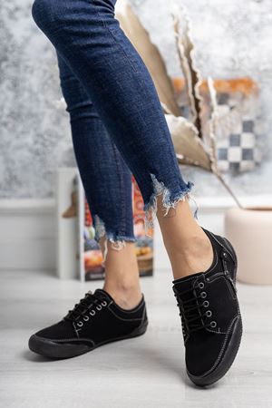 Ortopedik Ped Bağcıklı Siyah Ayakkabı