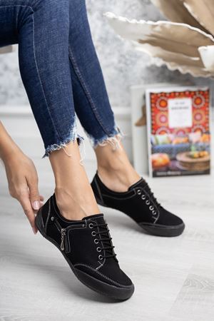 Ortopedik Ped Bağcıklı Siyah Ayakkabı