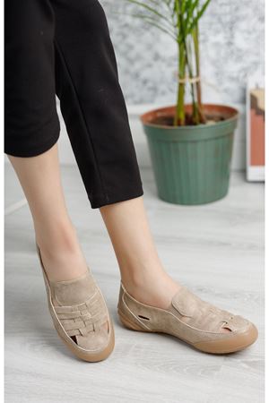 Ortopedik Ped Lastikli Vizon Kadın Ayakkabı