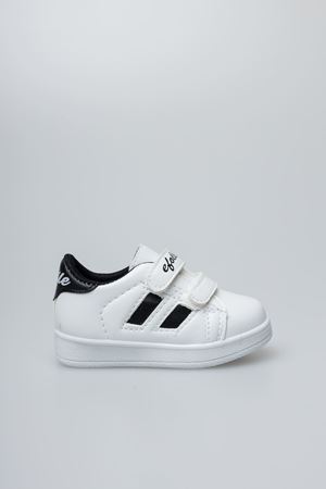 Beyaz Yanı Siyah Şeritli Bebe Ayakkabı