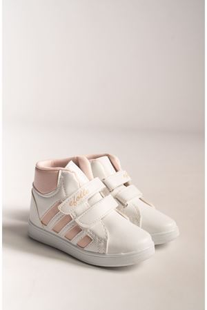 Beyaz Yanı Pudra Şeritli Tabanı Beyaz Cırtlı Bot