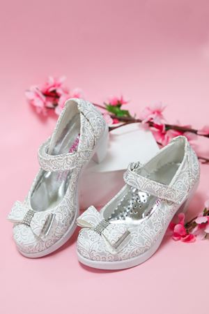 Topuklu Gri  Sarmaşık Kız Çocuk Ayakkabı