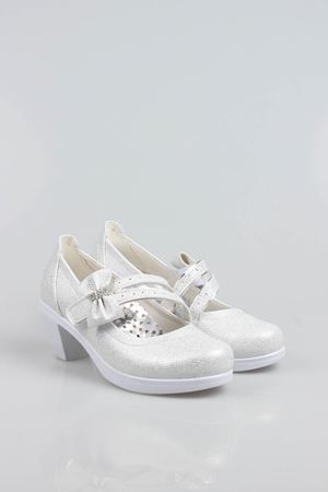 Topuklu Sedef Simli Kız Çocuk Ayakkabı