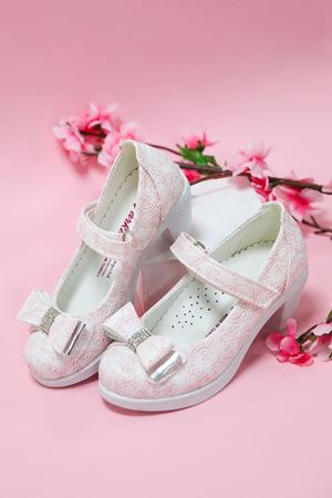 Topuklu Pembe Sarmaşık Kız Çocuk Ayakkabı