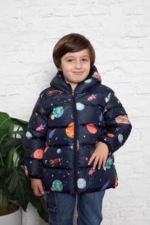 Gezegen Desenli İçi Polar Bebe Mont