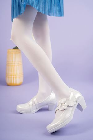 Topuklu Çatal Baretli Sedef Kız Çocuk Ayakkabı