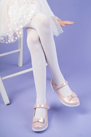 Topuklu Fiyonklu Pudra Kız Çocuk Ayakkabı