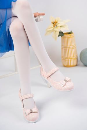 Topuklu Pembe Sarmaşık Kız Çocuk Ayakkabı