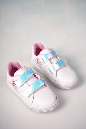 Cırtlı Hologram Baskılı Beyaz Çocuk Ayakkabı