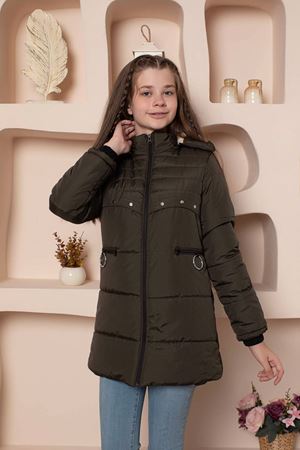 Kapşonlu İçi Yünlü Kız Çocuk Mont