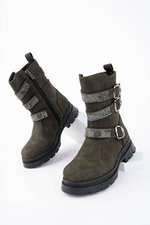 Önü Taşlı Haki Kız Çocuk Bot