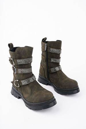 Önü Taşlı Haki Kız Çocuk Bot