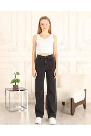 Yüksek Bel Geniş Paça Kadın Kot Pantolon