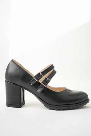 Dolgu Topuk Çift Bant  Topan Kalıp Siyah Cilt