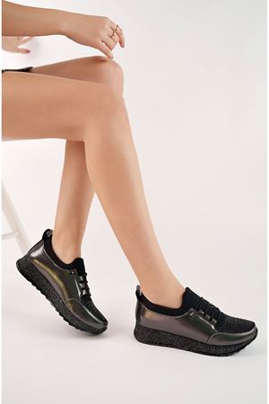 Simli Taban Taşlı Platin Ayakkabı