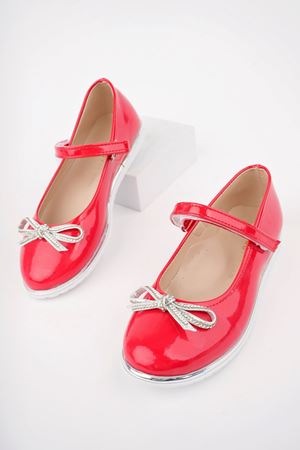 Termo Taban Bıyık Fiyonk Kırmızı Rugan Kız Çocuk Ayakkabı