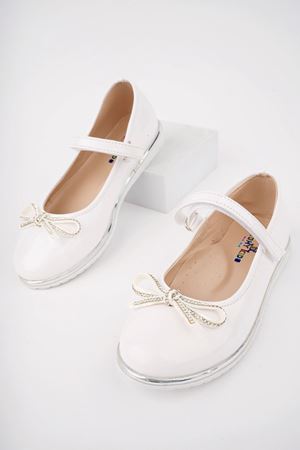 Termo Taban Bıyık Fiyonk Beyaz Rugan Kız Çocuk Ayakkabı - kopya