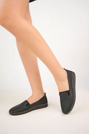 Ortopedik Ped Baskılı Siyah Kadın Ayakkabı