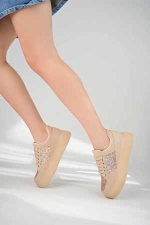 Dolgu Taban Taşlı Nut Kadın Ayakkabı