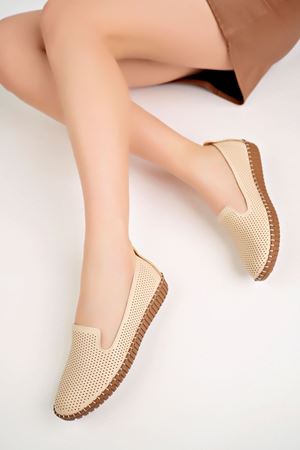 Ortopedik Pedli Lazerli Krem Kadın Ayakkabı