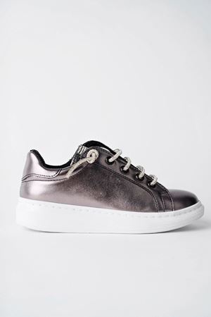 Dili Taşlı Yandan Fermuarlı Platin Kız Çocuk Ayakkabı