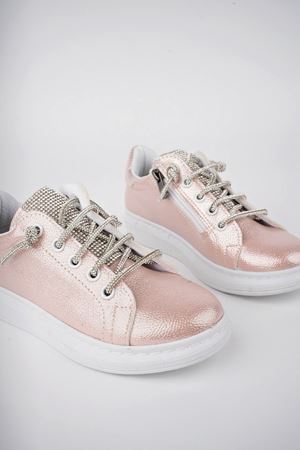 Dili Taşlı Yandan Fermuarlı Pudra Kız Çocuk Ayakkabı