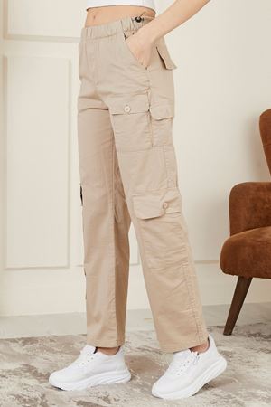 Beli Lastikli Cepli Kadın Pantolon