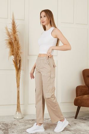 Beli Lastikli Cepli Kadın Pantolon