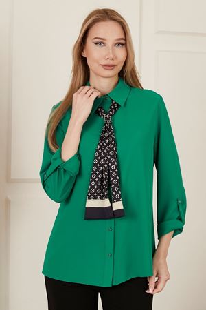 Katlama Kol Fularlı Kadın Gömlek