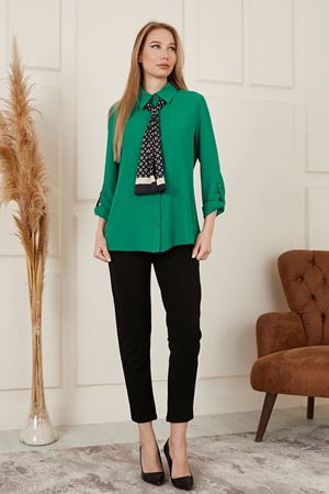 Katlama Kol Fularlı Kadın Gömlek