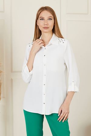 Omuzu Taşlı Kadın Gömlek