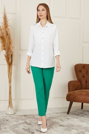 Omuzu Taşlı Kadın Gömlek