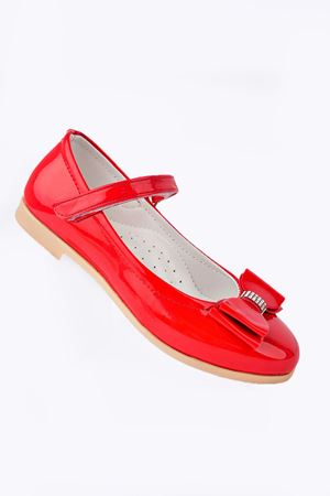 Fiyonklu Kırmızı Kız Çocuk Babet