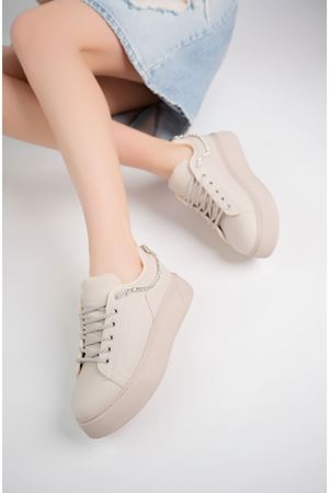 Dolgu Topuk Krem Kadın Ayakkabı