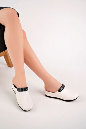 Ortopedik Ped Burnu Kapalı Beyaz Terlik