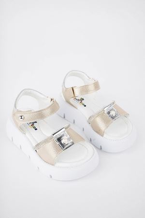 İncili Altın Kız Çocuk Sandalet