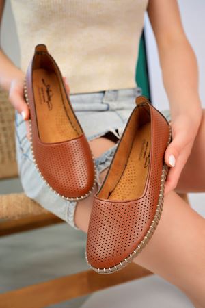 Ortopedik Pedli Lazerli Taba Kadın Ayakkabı