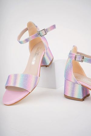 Topuklu Tek Bant Arka Kapalı Pudra Kız Çocuk Sandalet