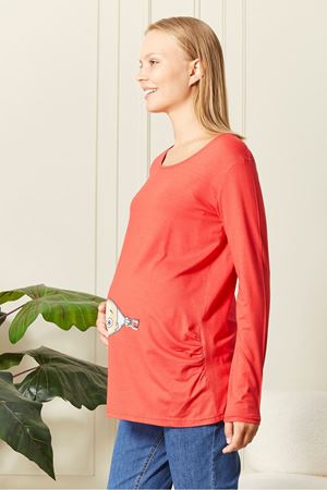 Uzun Kollu Baskılı Hamile Tişört