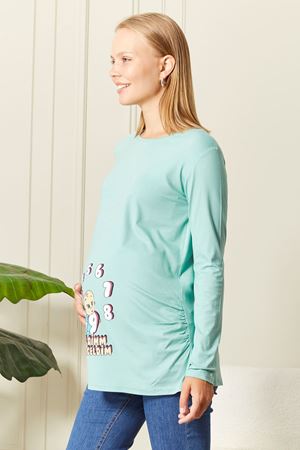 Uzun Kollu Baskılı Hamile Tişört