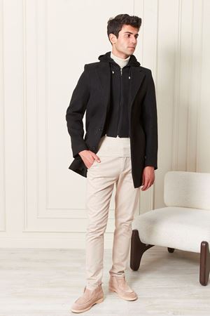 Kapşonlu Erkek Kaşe Kaban