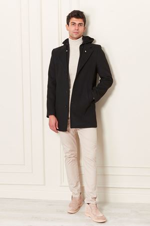 Kapşonlu Erkek Kaşe Kaban