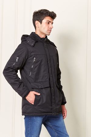 Kapşonlu İçi Yünlü Erkek Kaban