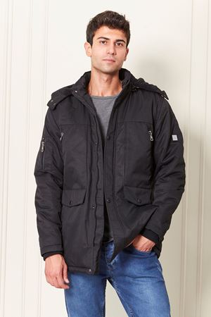 Kapşonlu İçi Yünlü Erkek Kaban