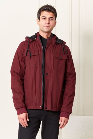 Kapşonlu İçi Yünlü Erkek Kaban