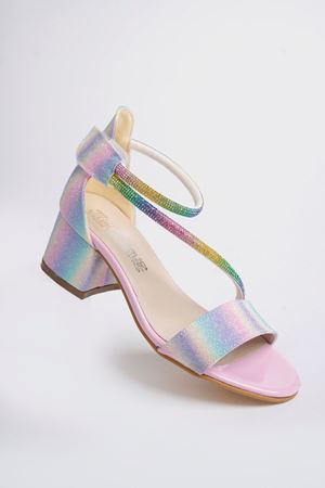 Topuklu Biyesi Taşlı Gökkuşağı Kız Çocuk Ayakkabı