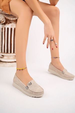 Dolgu Topuk Termo Taban Kelebekli Krem Kot Ayakkabı