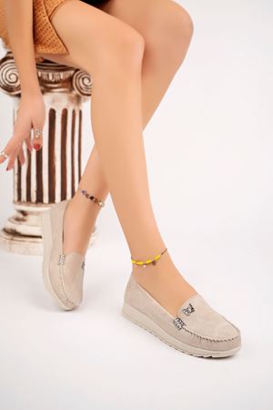 Dolgu Topuk Termo Taban Kelebekli Krem Kot Ayakkabı