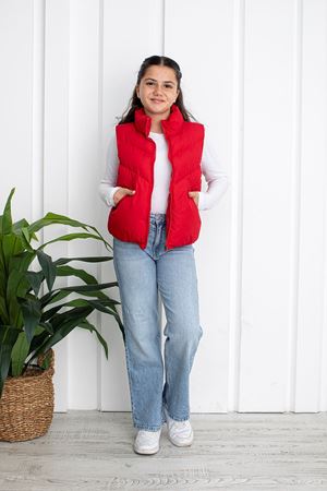 Unisex Kırmızı Çocuk Yelek